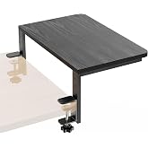 ART-GIFTREE Desk Extender, 15-inch Clamp-On Desk Shelf, Height-Adjustable Desktop Shelf Organizer for Monitors Office and Gaming Accessories, Arm Support Table Extension, 44lbs Heavy Duty, Black