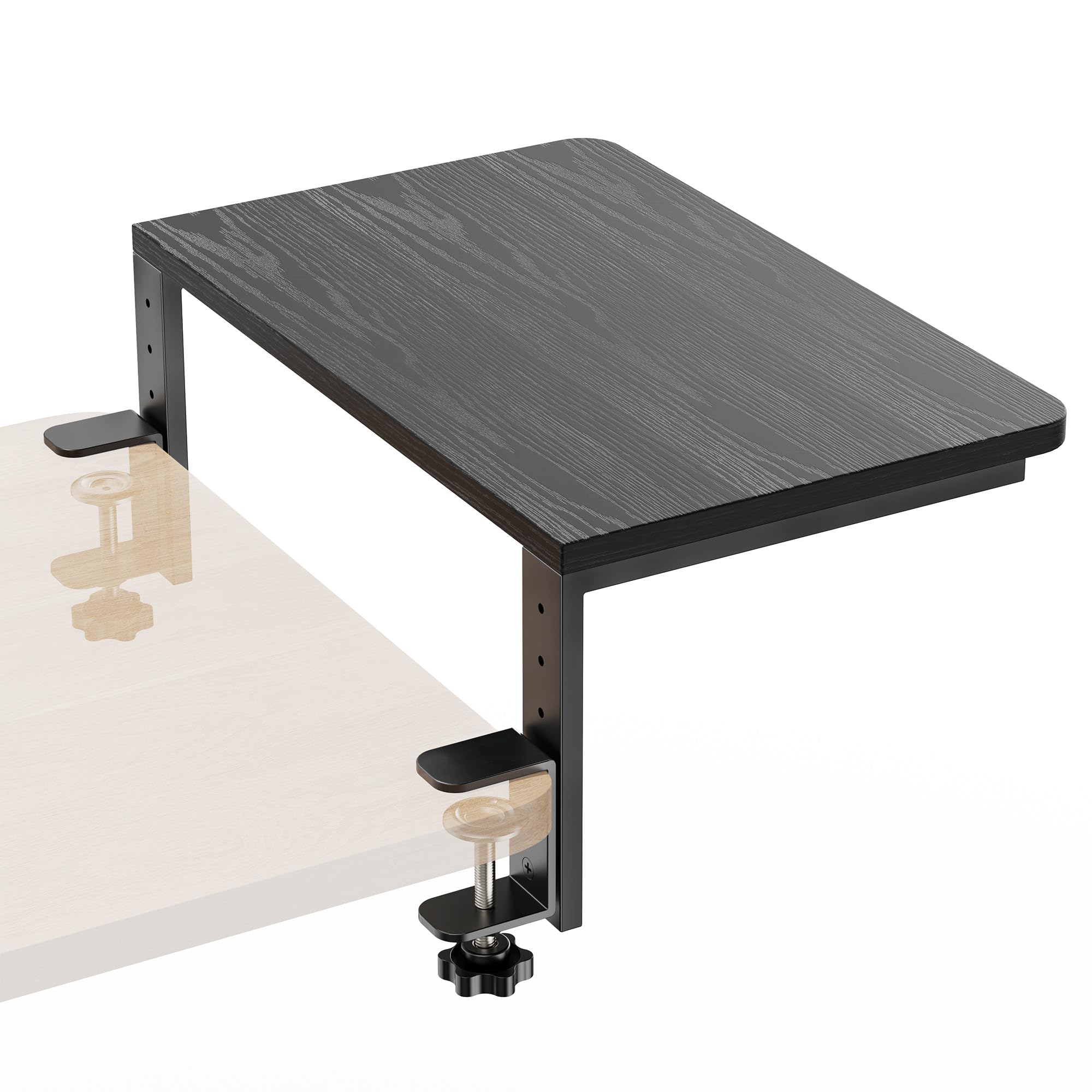 Photo 1 of ART-GIFTREE Desk Extender, 15-inch Clamp-On Desk Shelf, Height-Adjustable Desktop Shelf Organizer for Monitors Office and Gaming Accessories, Arm Support Table Extension, 44lbs Heavy Duty, Black