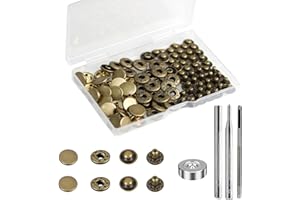 BetterJonny 24 Sets Heavy Duty Leather Snap Fasteners Kit, 12.5mm Metal Snap Buttons Press Studs Leather Rivets Snaps with 4 
