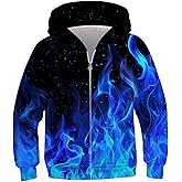TUONROAD 6-14T Boys Girls Zip Up Hoodies Sweatshirts 3D Printed Cool Pullover with Pockets