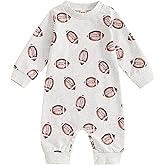 Infant Baby Boys Football Outfit Rugby Print Funny Sport Sweatshirt Romper Playsuit Football Season Bodysuit Jumpsuit