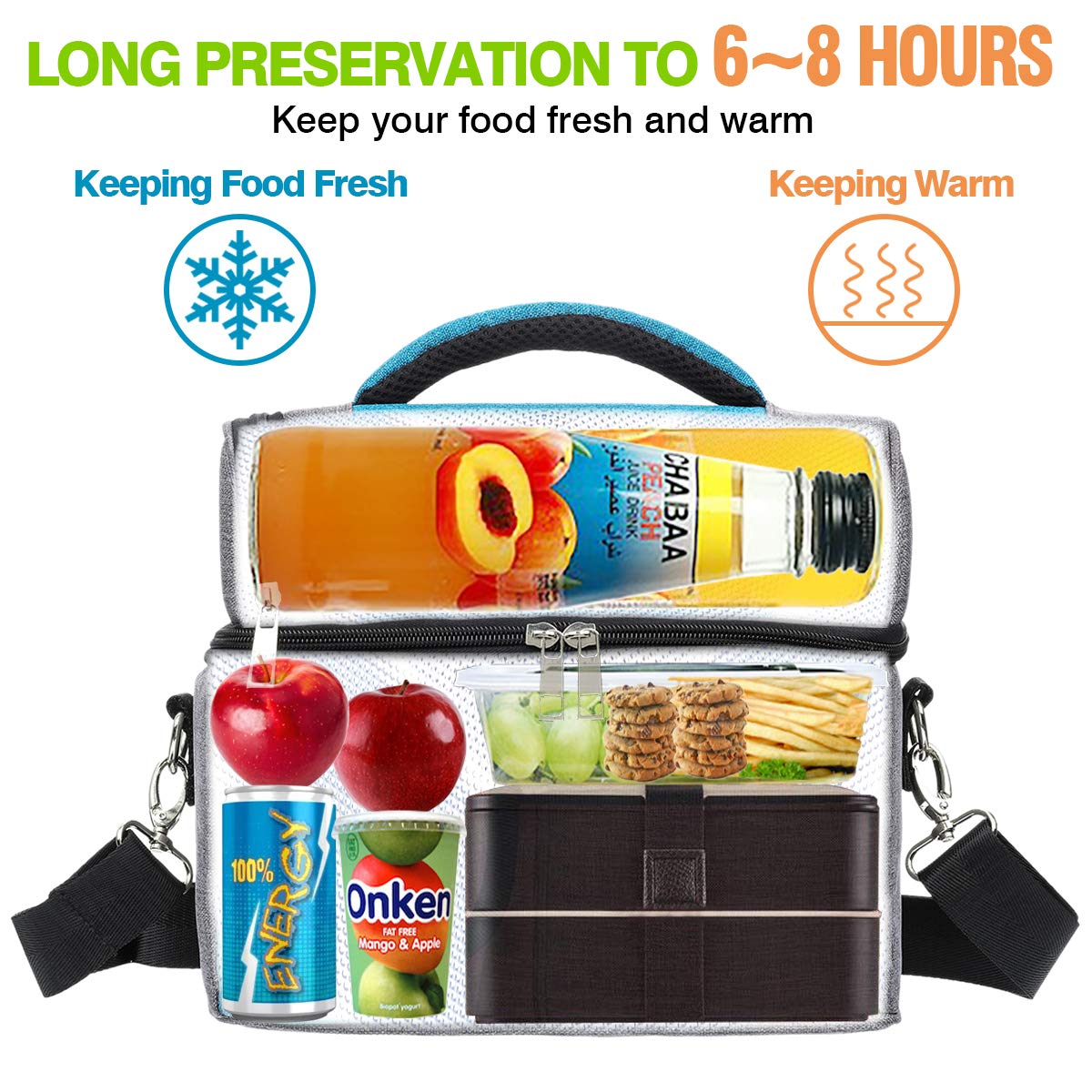 Tvird Bolsa de Almuerzo, 8L Gran Capacidad Caja de Almuerzo ...