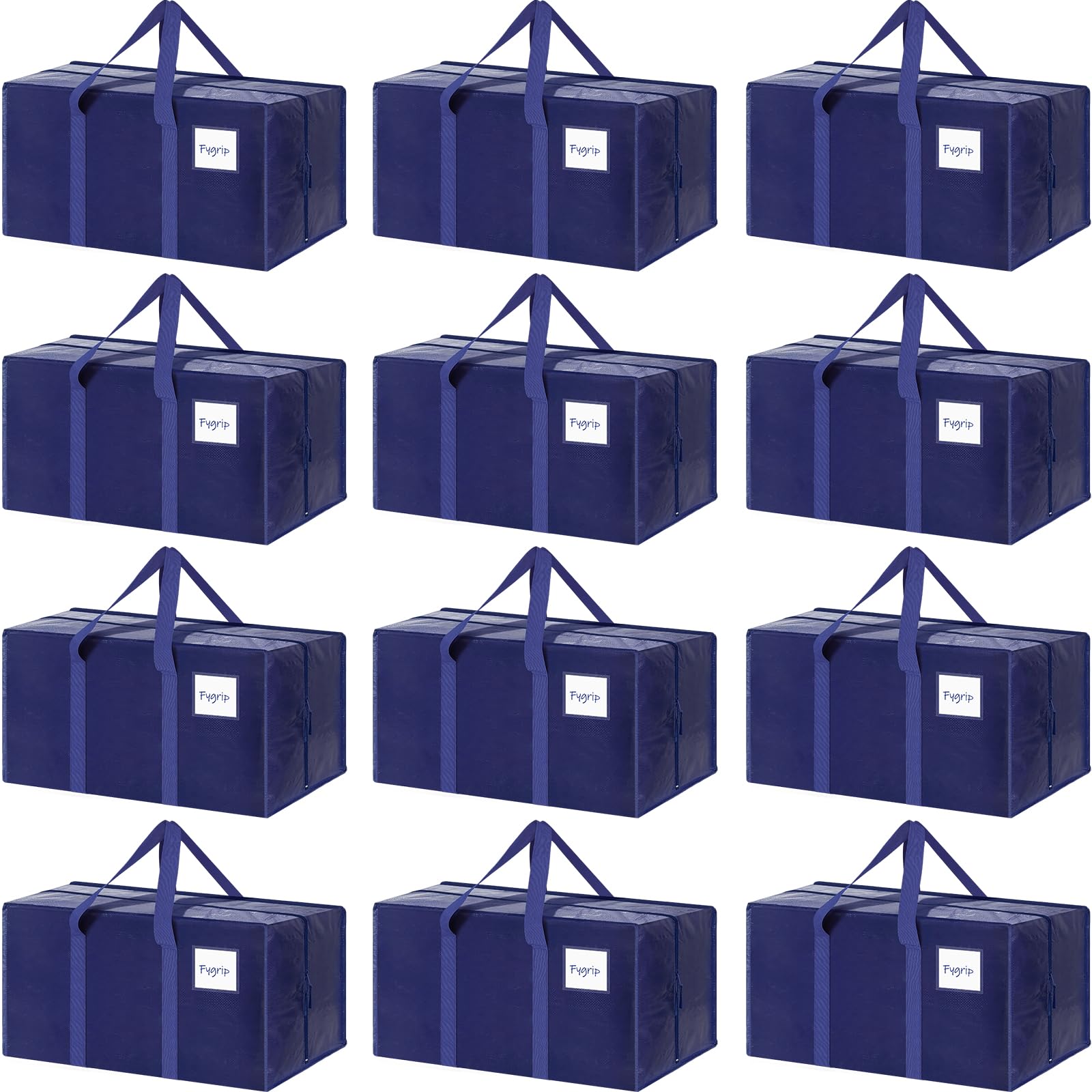 Photo 1 of 12 Pack Extra Heavy Duty Large Moving Bags with Strong Zipper & Comfortable Handles, Sturdy & Durable Clothes Storage Bags Totes Bins, Packing Moving Boxes for College Supplies, Dark Blue