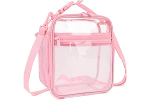 FlowFly Kids Lunch box Insulated Soft Bag Mini Cooler Back to School Thermal Meal Tote Kit for Girls, Boys, PinkClear