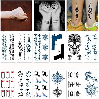 Freessom Kit De 12 Tatouage Ephémère Femme Homme Temporaire