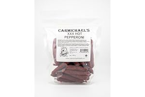 Carmichael's Pepperoni Sticks, 300g Resealable Bag, Gluten Free High Protein Meat Snack, Made in Canada - XXX Hot