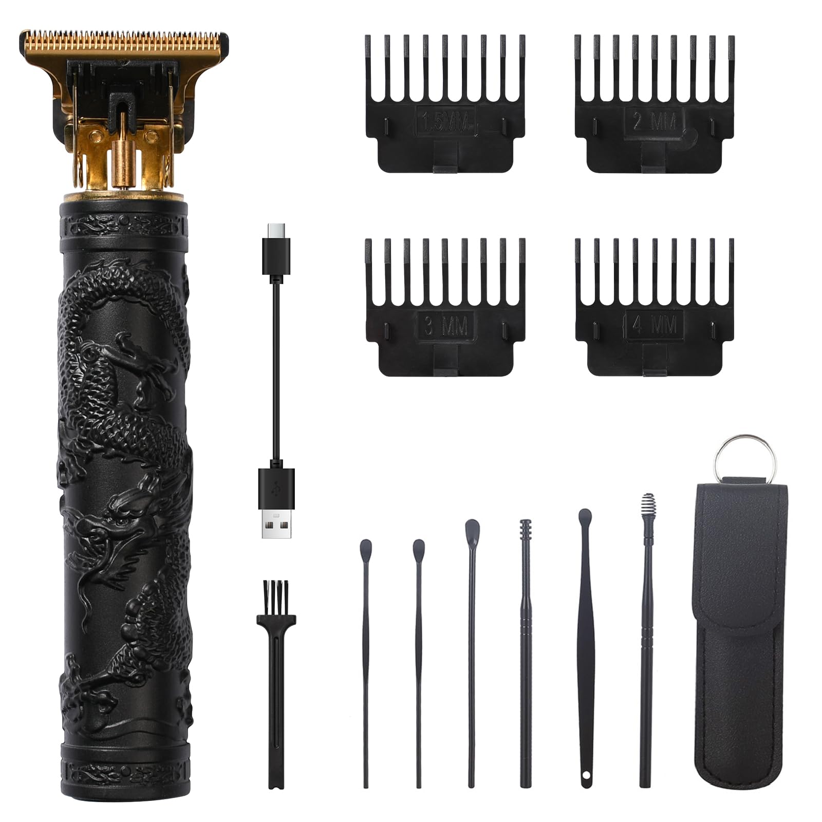 Hair Clipper with Earpick Accessories, Professional Cordless Hair Trimmer, Barber Trimmer Rechargeable T Type Classical Sculpting Texture Hair Trimmer Hair Clippers