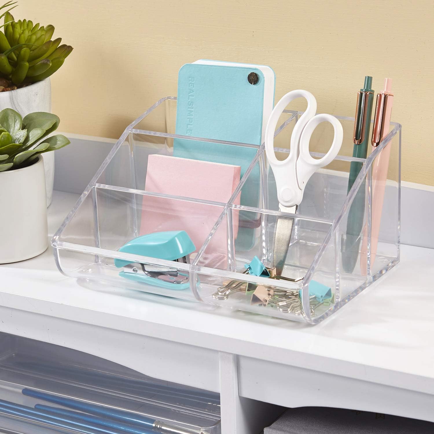 STORi Clear Plastic 6-Compartment Vanity Makeup Organizer: Home & Kitchen