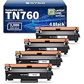 Skydo [with CHIP] Compatible TN760 Toner Replacement for Brother TN760 TN-760 TN730 TN-730 Cartridge Use with HL-L2350DW HL-L2390DW HL-2550DW MFC-L2710DW MFC-L2750DW HL-L2350DW HL-L2370DW(4 Black)