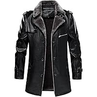 Leather Trench Coat Black Vintage German Military WW2 Fur