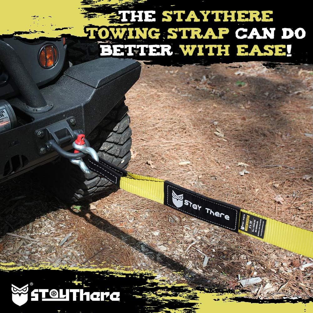 Stay There 3'' x 30ft Tow Recovery Strap, Lab Tested 30000lb Break Strength with Reinforced Loops Built for Off-Roading, mud, Snow and Other Emergency Towing: Automotive