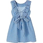 Beganly Toddler Baby Girls Cotton Ruffle Backless Sleeveless Swing Kids Plaid Casual Dresses