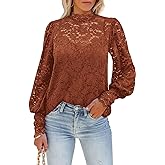 DOROSE Womens Tops and Blouses Dressy Casual Lace Floral Long Sleeve Shirts