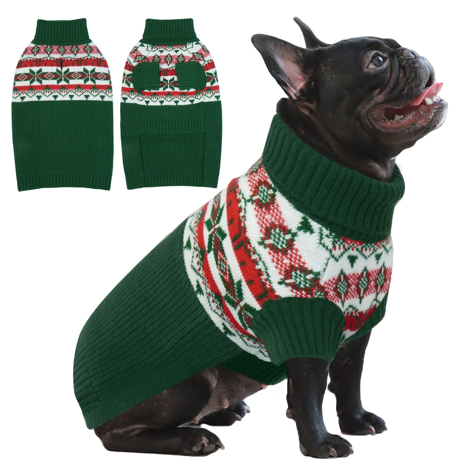 IECOii Medium Dog Jumper,Dog Jumpers For Medium Dogs Girl,Christmas Dog Jumper Turtleneck Dog Sweatshirt For Small Medium Dogs,Pet Pullover Jumper Blue Dog Sweater For Bichon,Jack Russel,M