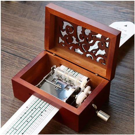 Amazon Com Pursuestar 15 Note Vintage Carved Wood Hand Crank Music Box 10 Pcs Paper Strips Customize Your Own Songs Diy Craft Gift Home Kitchen