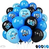Video Game Party Balloons,30Pcs 12inch Blue Black Confetti Game Theme Printed Balloons Decorations for Game Party Supplies Teens Player Birthday Party Decorations