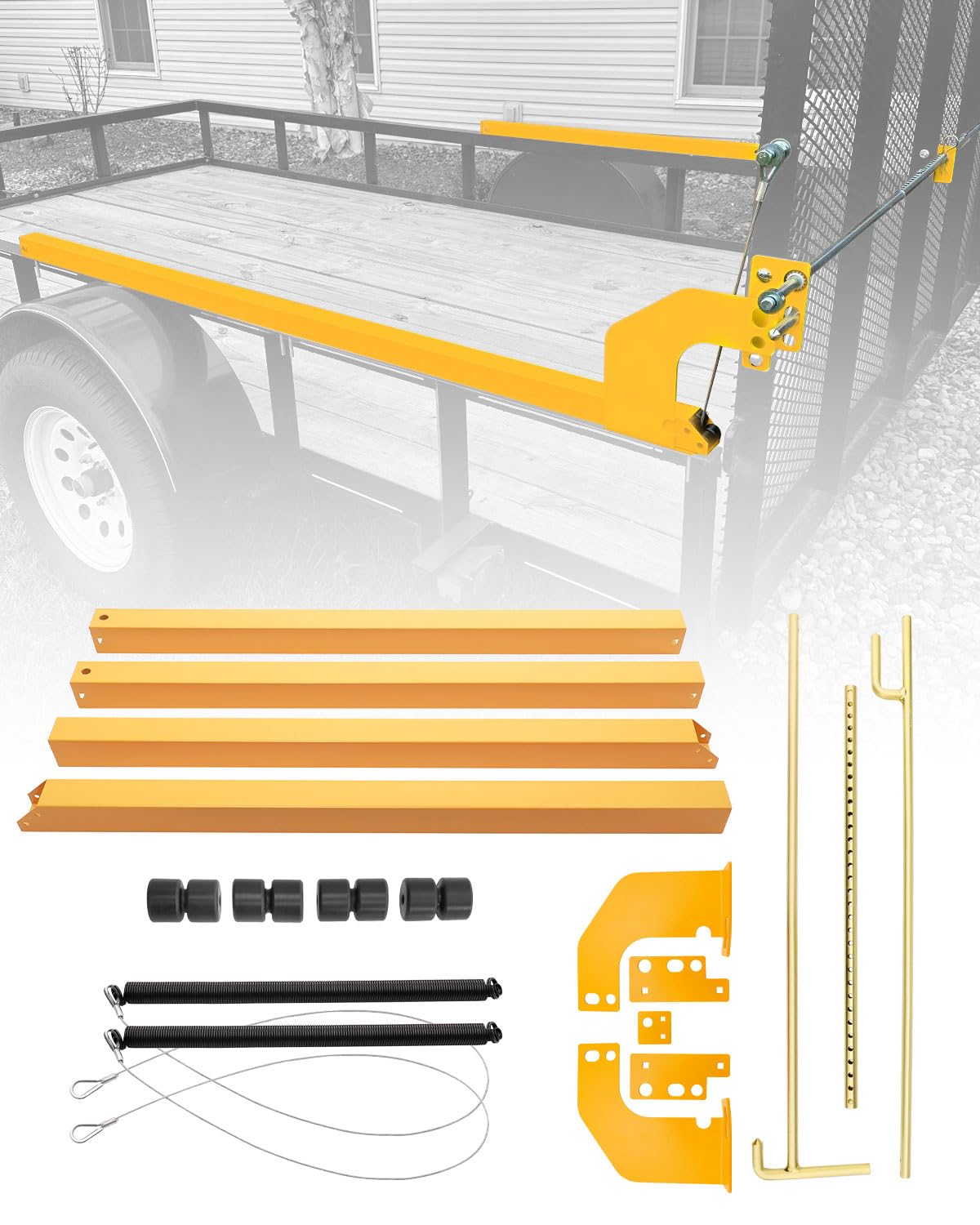 Photo 1 of **MISSING MANUAL/INSTRUCTIONS** Trailer Gate Lift Assist & Locking System Set, Compatible with Utility Trailer Ramp and Tailgate, with 12 to 24 Inch Height Side Rail, 4 to 6 Feet Height & 6 FT 9 In Max Width Tail Gate or Ramp
