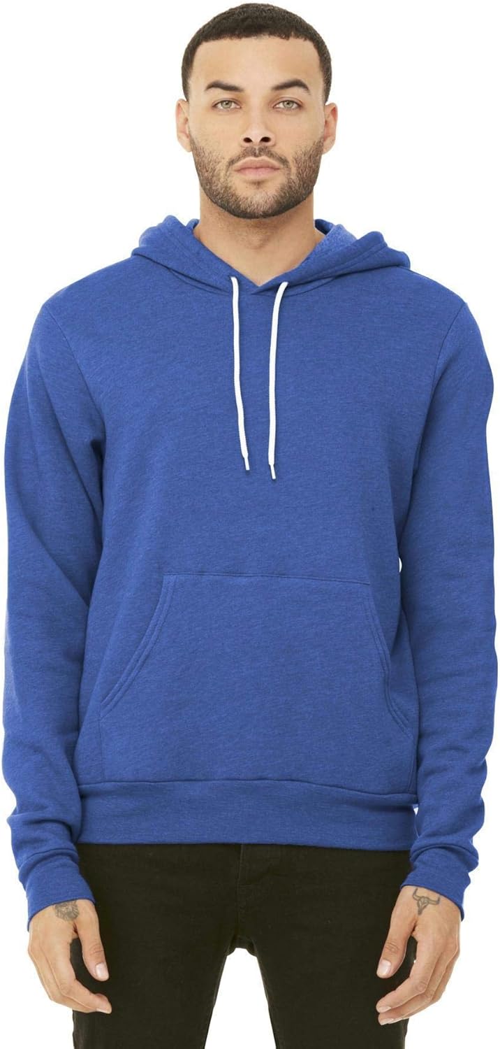 Bella + Canvas Unisex Poly-Cotton Fleece Pullover Hoodie Sweatshirt at  Men’s Clothing store