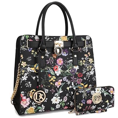 DASEIN Fashion Top Belted Tote Satchel Designer Padlock Handbag Shoulder Bag for Women