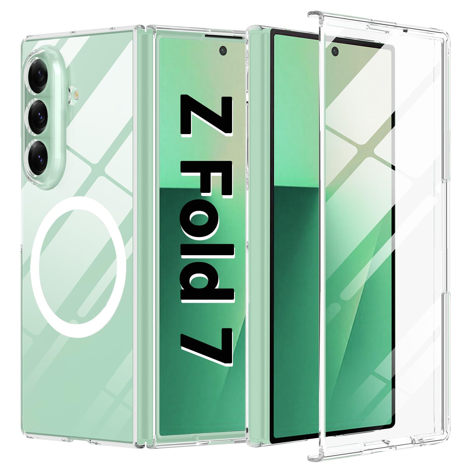 Photo 1 of Deekeewe Magnetic Case for Samsung Galaxy Z Fold 7 with Screen Protector [Compatible with Magsafe],Slim Hard Phone Case Anti Yellowing Anti-Scratches Protective Cover for Galaxy Z Fold 7 2025,Clear