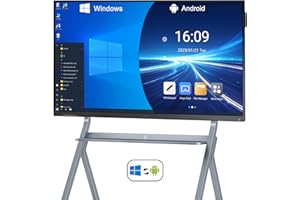 LINGHUFOX 65'' Smart Board, 4K Touch Screen Electronic whiteboard, Built in Windows 11 & Android, All-in-One Interactive whiteboard for Classroom Office Home with Open App Ecosystem(Board+Wall Mount)