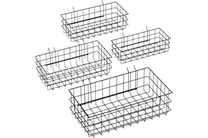 NOEAIKE 4 Pack Pegboard Baskets Hooks Set, Square Style 4 Size Peg Board Organizer Basket Bins Accessories for Workbench,Garage Storage,Tool Hanger