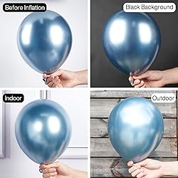 PartyWoo Metallic Light Blue Balloons, 140 pcs