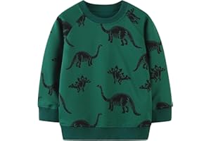 YAGATA Toddler Sweatshirt Boys Long Sleeve Shirts Casual Kids Cotton Graphic Fall Winter Pullover Tee Tops Blouse