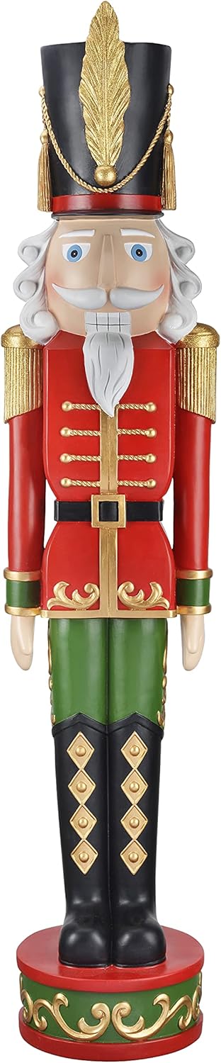 Nutcrackers - Haute Decor 48-INCH Tall Christmas Nutcracker - Solid Heavy Resin Construction, 4 Feet Tall Decorative Nutcracker Soldier -Inddoor or Outdoor