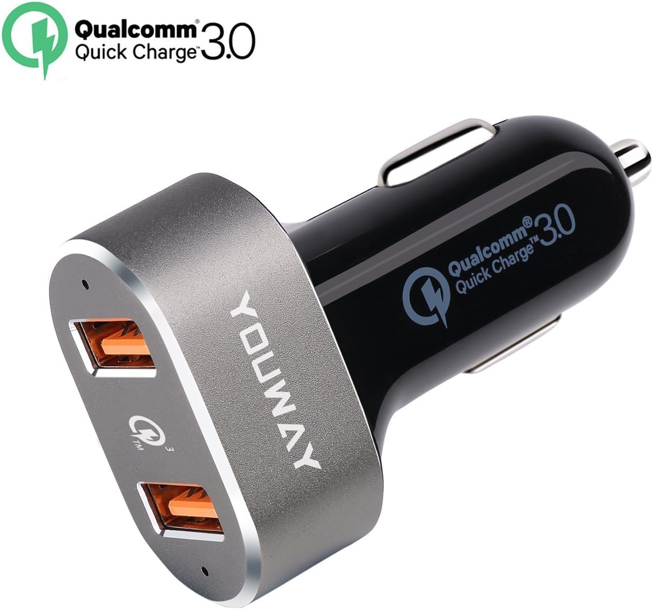 Car Charger Adapter, Quick Charge 3.0 36W Rapid Dual usb Ports for iPhone X/8/7/6s/Plus/SE,iPad Pro/Air 2,Samsung Galaxy Note S8/S7/Edge/Plus, HTC, LG, Sony & More - SPACE GREY