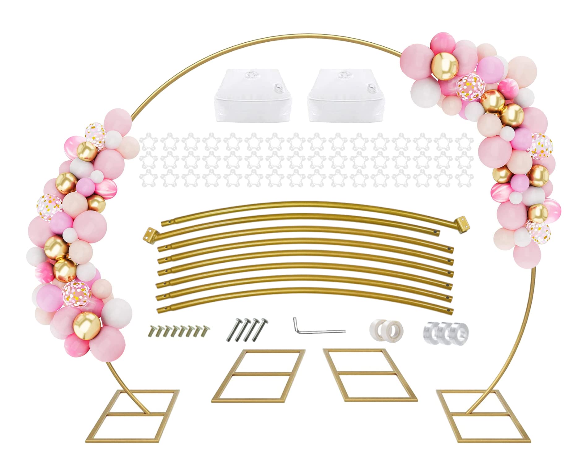 PILIN Balloon Arch Kit Metal Balloon Arch Stand Semicircular Arch for Birthday, Party,Wedding Decoration 2.7M GOLD