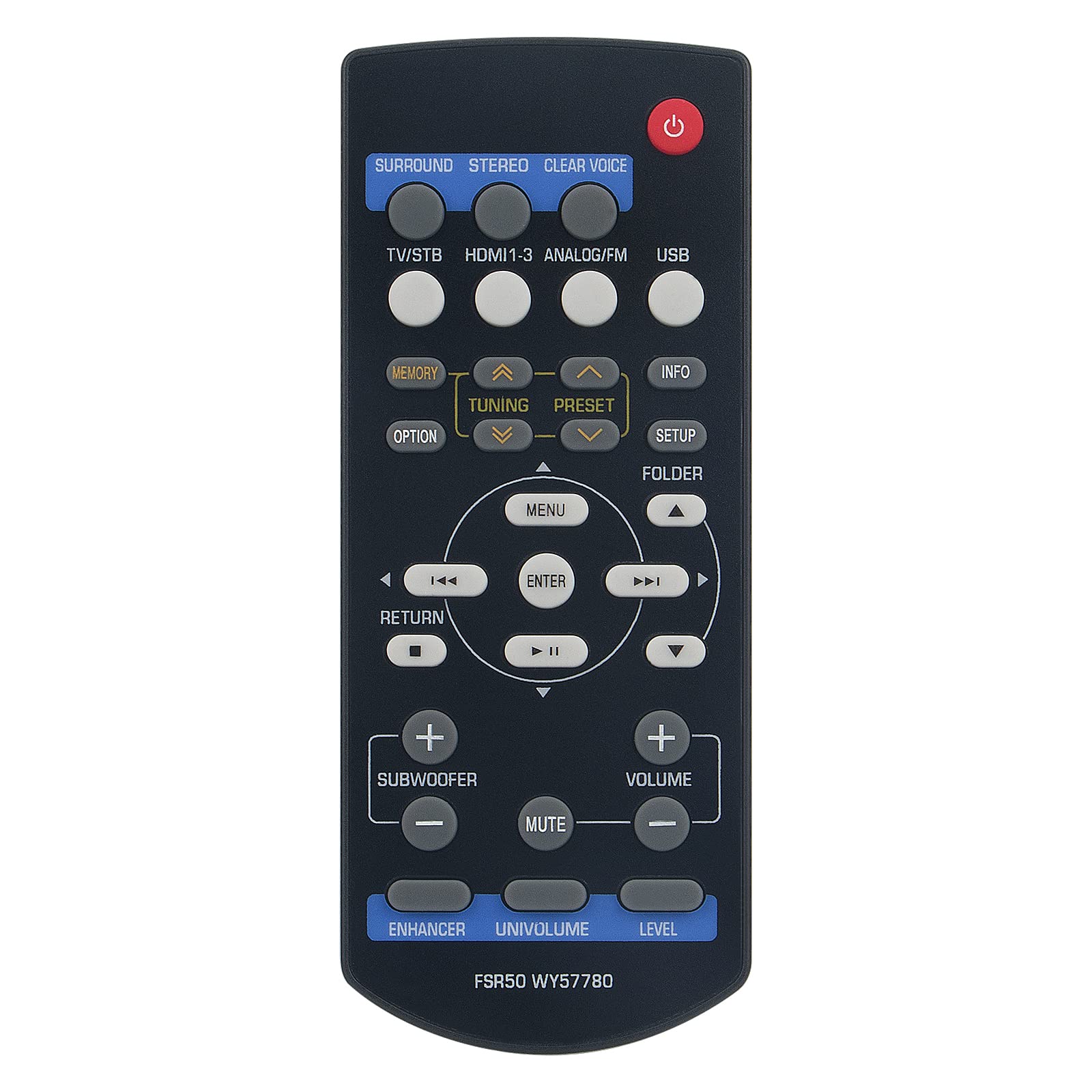 VINABTY FSR50 WY57780 Replacement Remote Control Compatible with Yamaha FSR50 WY57780 SR-301 YHT-S401 SR301 YHTS401 Soundbar Receiver