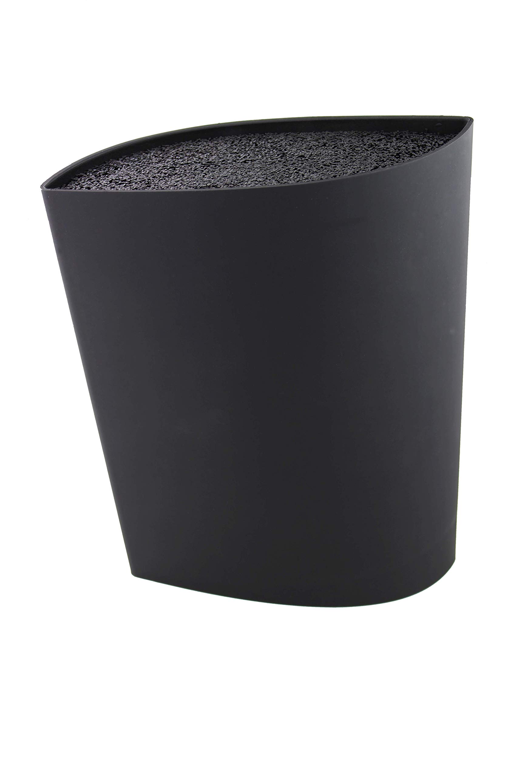 Grunwerg Universal Fibre Knife Block Oval Nylon Bristles, Modern Holder Storage For Up To 6 Knives, Soft Touch Matt Black - 25 cm x 8 cm x 22 cm | BLK-213BK