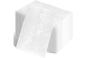 120pcs Vellum Jackets for Invitations, 18x13cm/5x7in Rose Pattern Translucent Pre-Folded Envelope Sleeves with 120 Sealing St