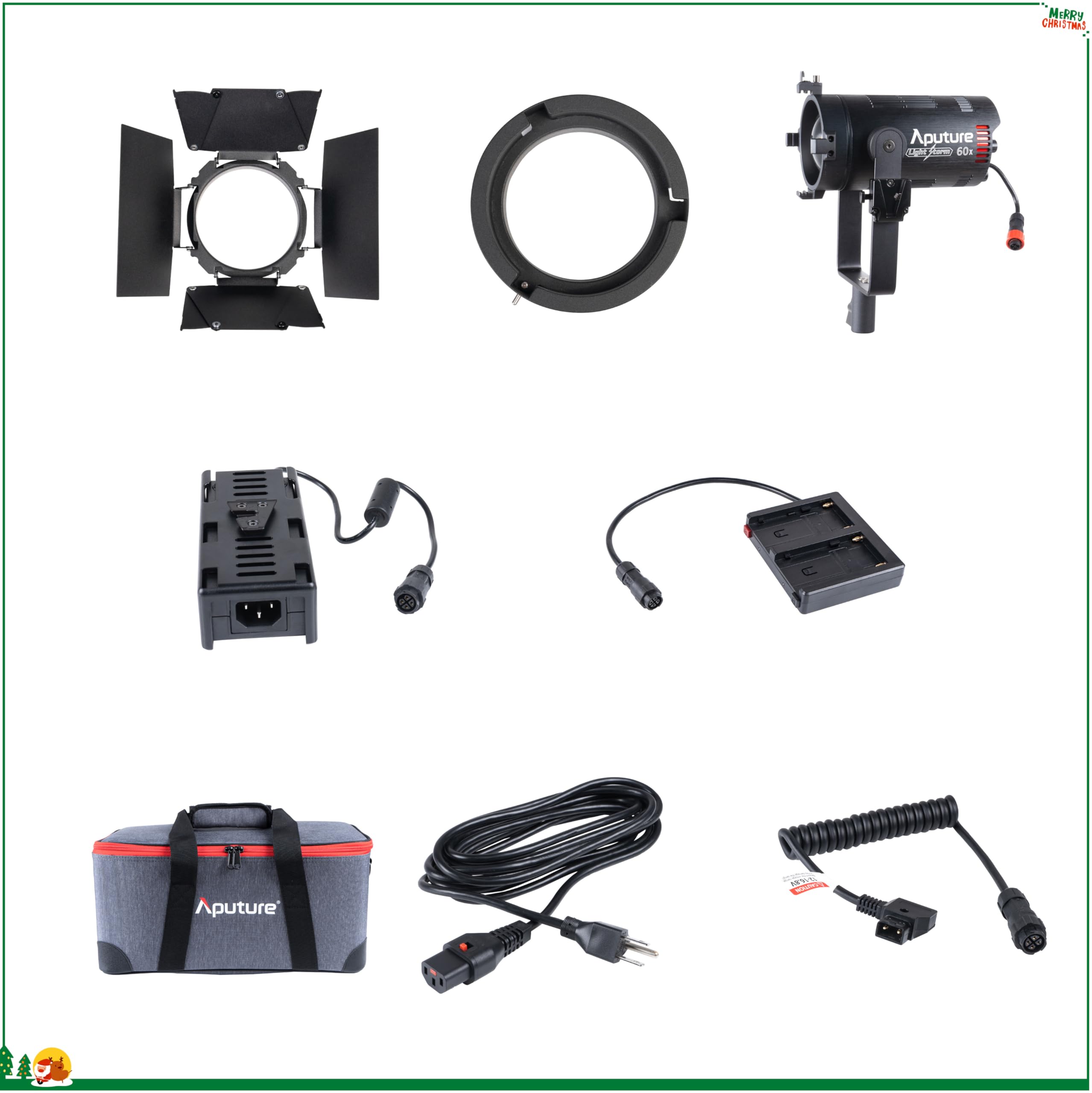 Aputure 60x Aputure Light Storm LS 60x Bi-Color LED Light 30000lux @1m, CRI 95+ TLCI 95+Built-in 9 Lighting FX, Support NP-F970 Battery, Includes Barn Doors Support Sidus APP Control
