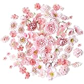 Floroom Mini Artificial Flower Heads Pink & Blush Fake Peony Daisy Rose Multicolor Small Faux Silk Flower Heads for Cake Craft Garland Wedding Party Graduation Cap DIY Home Decoration, 0.8"-3.6"