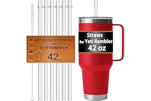 Straws for Yeti 42 OZ Cup Replacement with Straw Stopper, 10.5 Inch Long Reusable Tritan Hard Plastic Straw for Yeti 42OZ Ram
