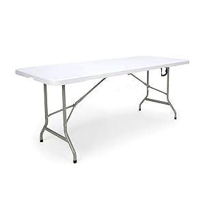 Essentials Center Folding Multipurpose Utility Table - Sturdy Card/Conference/Office/Craft Plastic Table, 30" x 72", White