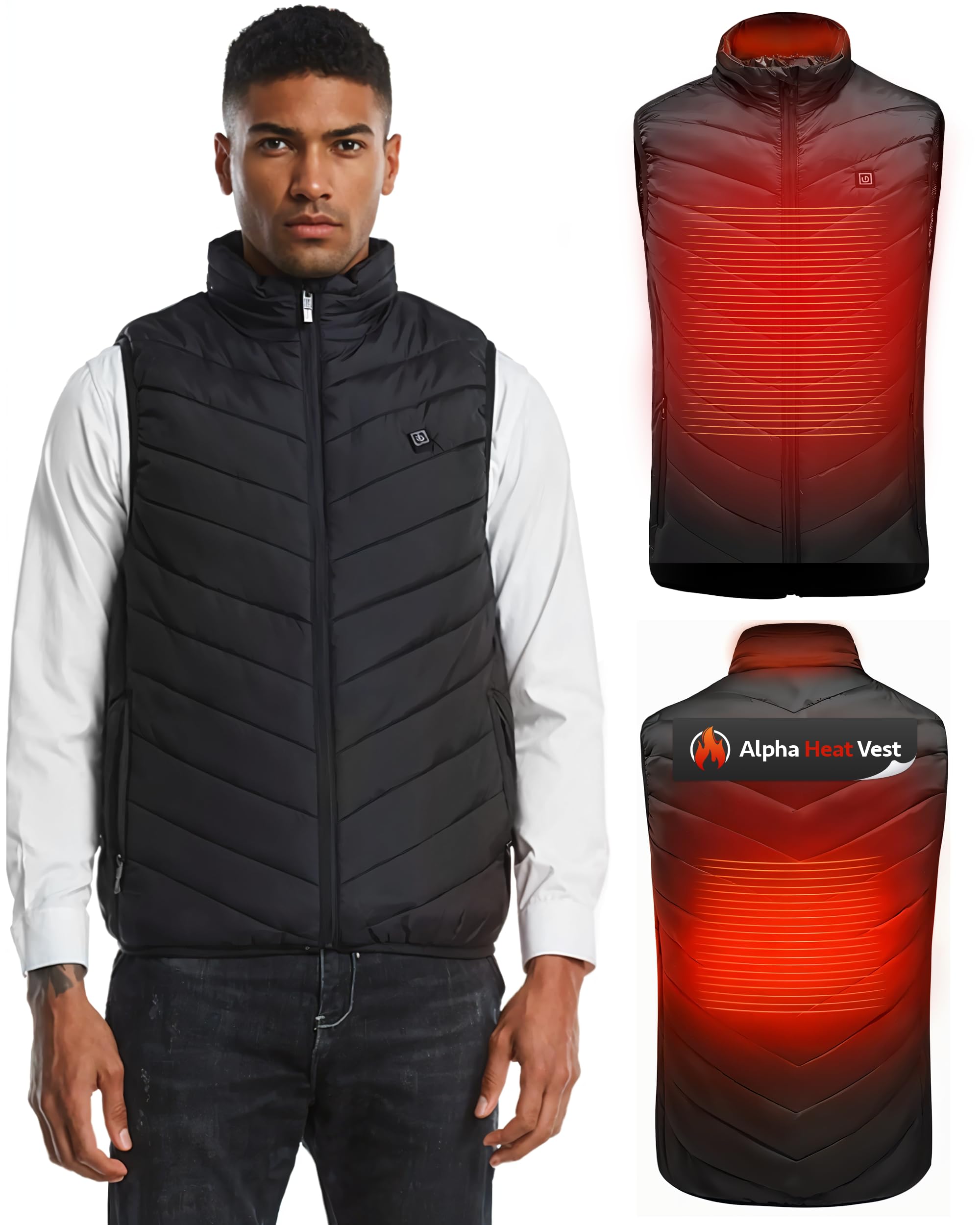 Photo 1 of FREEZE2TRIM Alpha Heat Vest USB Rechargeable Heated Vest for Men and Women 8 Heating Zones Waterproof Electric Heated Jackets for Men (US, Alpha, X-Large, Regular, Tall, Black)