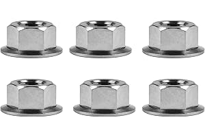 Wanyifa Titanium DIN6923 M5 M6 M8 M10 M12 M14 M16 Hex Flange Nuts Pack of 6 (M10 Pitch 1.25mm, Normal Titanium)