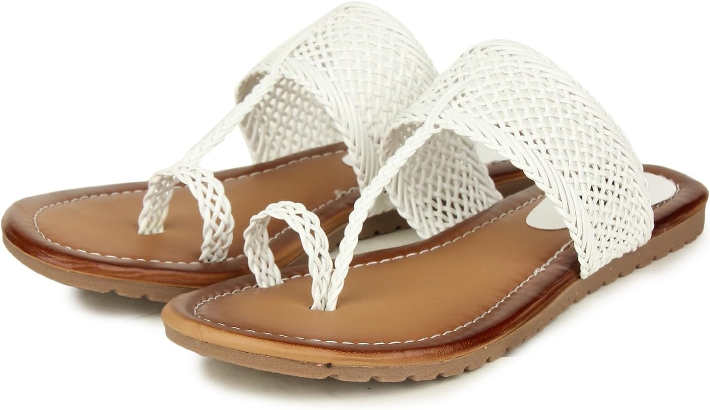 Do Bhai Women's Synthetic Stylish Bunai Kolhapuri Flats