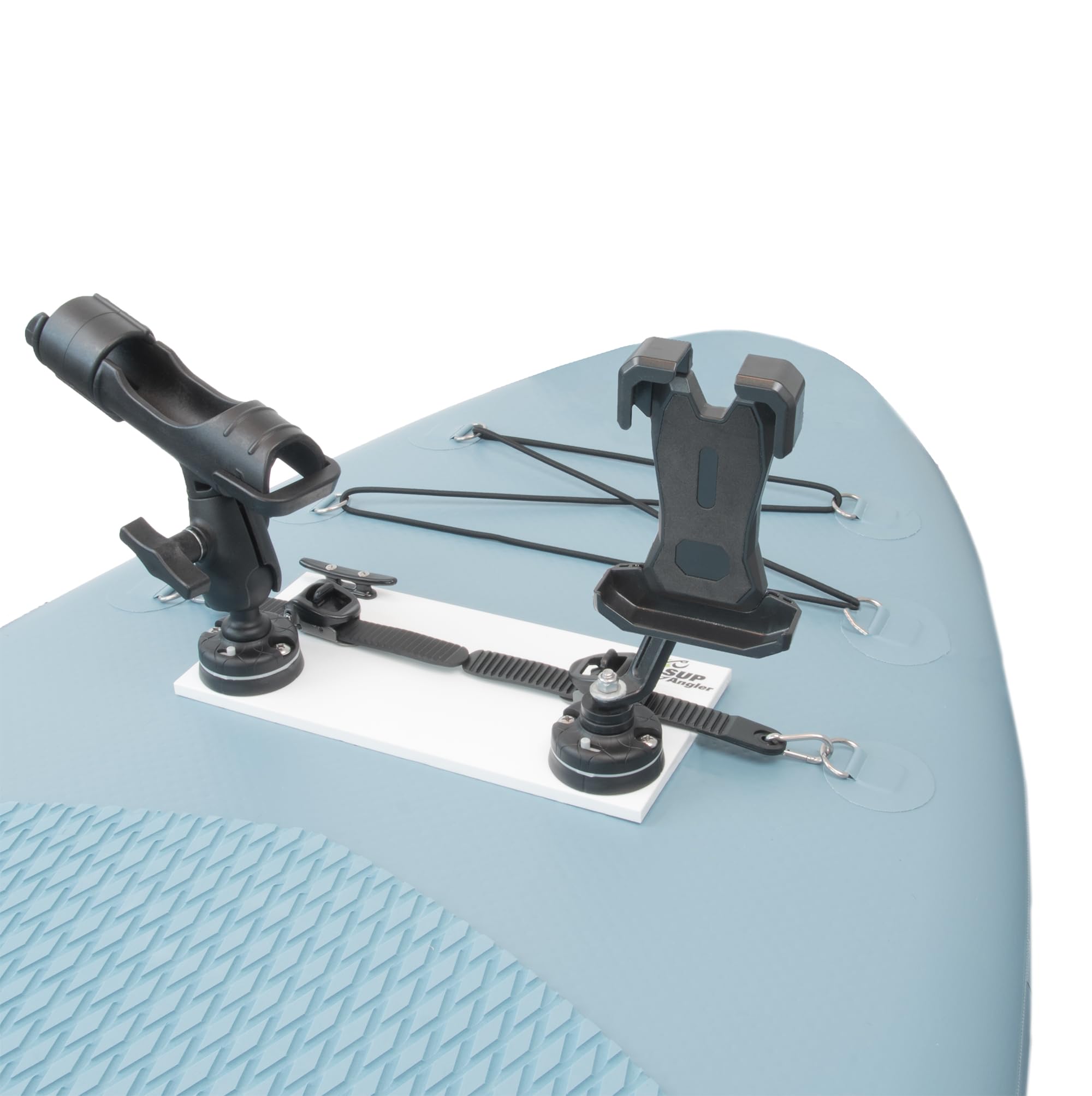 Photo 1 of SUP Angler Lite Universal Paddle Board Mount with Paddle Board Fishing Rod Holders, Phone Holders, Cup Holders; Paddle Board Accessories