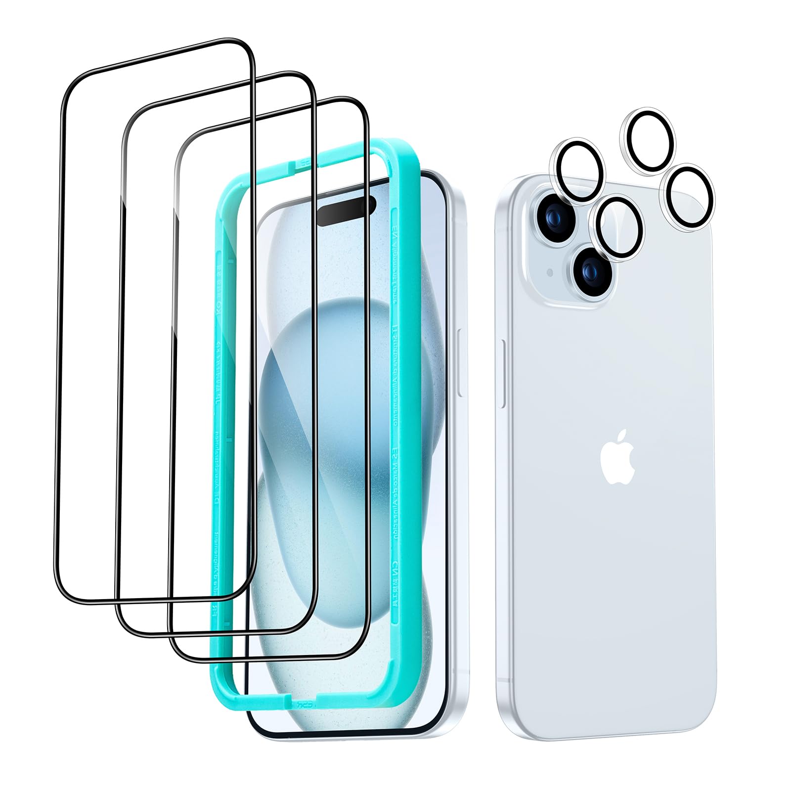 ESR 3+2 Pack for iPhone 15 Plus Screen Protector, 3