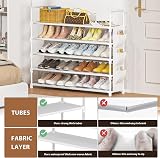 OYREL 5-Tier Shoe Rack 20-25 Pairs Large Organizer with Side Bag White view 7