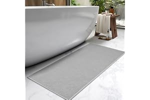 AMOAMI-Bath Mat-Super Absorbent Quick Dry Bathroom Floor Mats-Rubber Backing Washable Bath Mats for Bathroom Thin Bathroom Rugs Fit Under Door-Bath Rug for in Front of Sink,Bathtub 24"x48" Grey