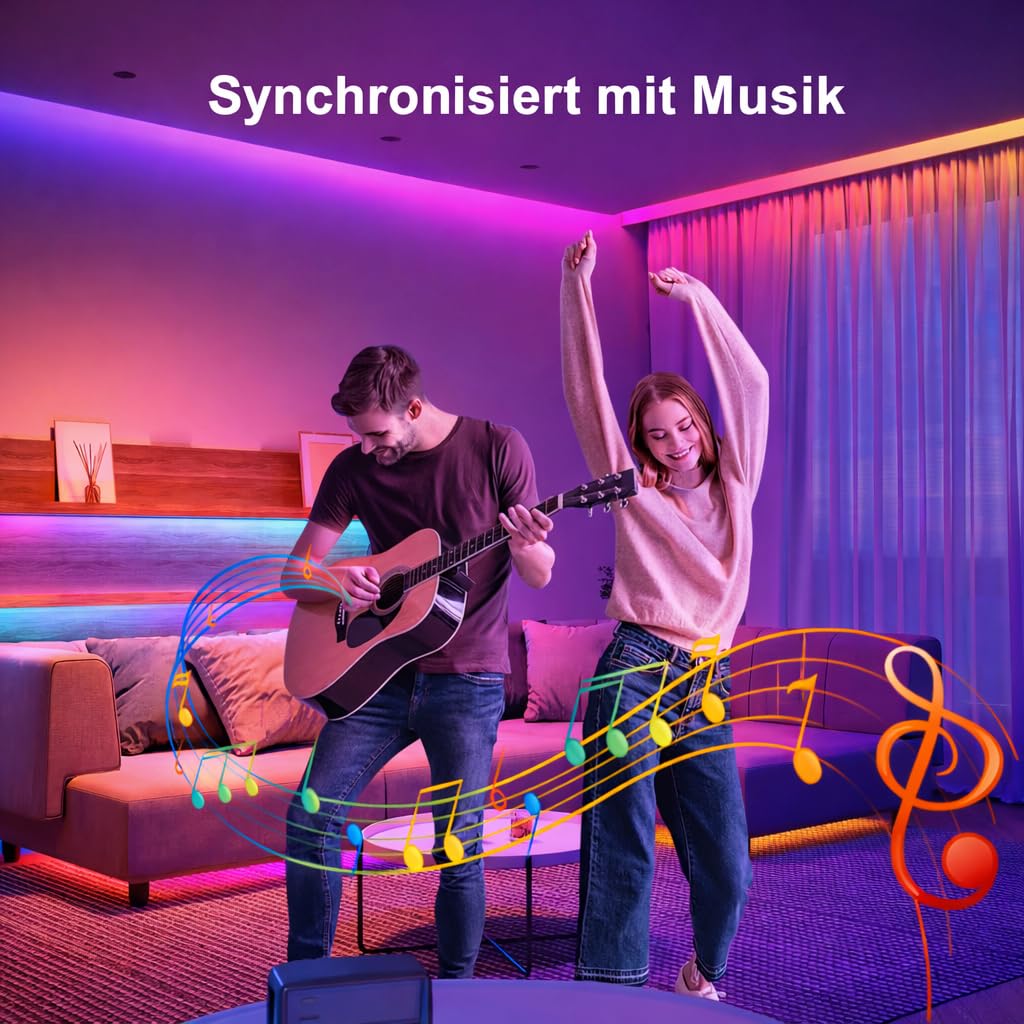 GHPFLOXQY LED Streifen 16.4 Fuß schneidbar mit TV-Hintergrundbeleuchtung und Bildschirmsynchronisation für 75-85 Zoll Fernseher & PC-Monitor Musik- und Game-Sync farbwechselnde Beleuchtung 4