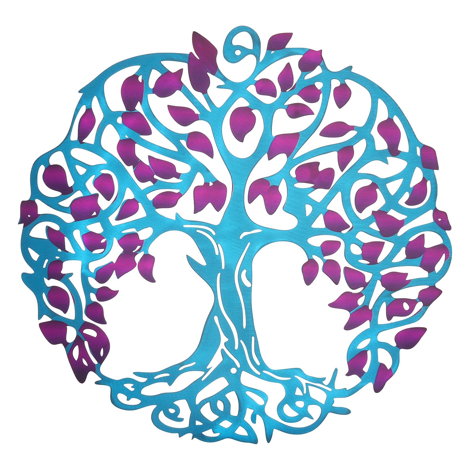 PATIKIL Metal Tree Wall Decor, Tree of Life Wall Sculpture Ornament Hanging Wall Decoration for Home Indoor Outdoor, Purple Blue