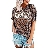 AMWIPE Mama Shirt Women Mama Graphic Tee Funny Mom Letter Print Short Sleeve Tshirt Fashion Summer Tops