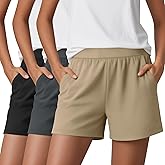 Huukeay 3 Pack Women's Sweat Shorts, Casual Summer Elastic High Waist Athletic Short Lounge Comfy Gym Sweatshorts with Pocket