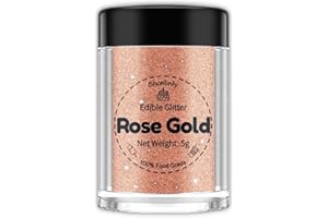 Shanlinly Rose Gold Edible Glitter for Cake Drinks - Food Grade 5g Shimmer Luster Glitter Dust Edible Glimmer Powder for Strawberries, Sprinkle on Sparkle, Chocolate, Cookie, Cupcake, Cocktail, Vegan
